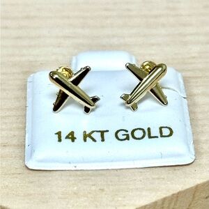 Solid Gold 14 Karat Yellow PlaneStud Earring